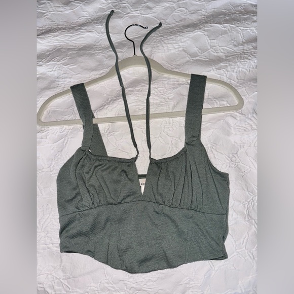 Tie Front Teal Bustier Cami Top - Picture 5 of 6